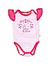 Duck Duck Goose 100% Cotton Hearts Stripes Graphic Pink Short Sleeve Onesie Size 6-9 mo - photo 1