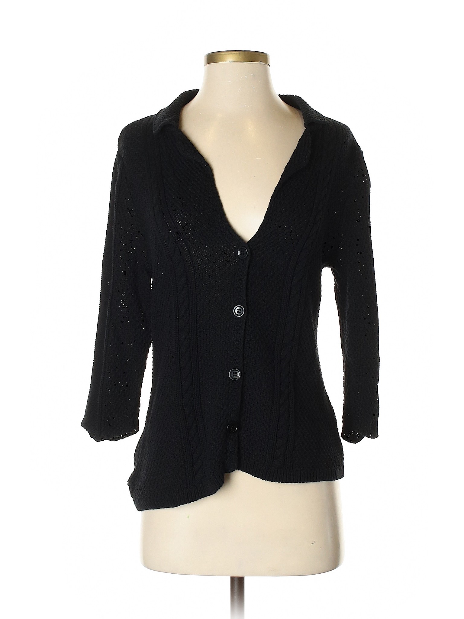Heather B 100% Cotton Color Block Black Cardigan Size S - 86% off | thredUP
