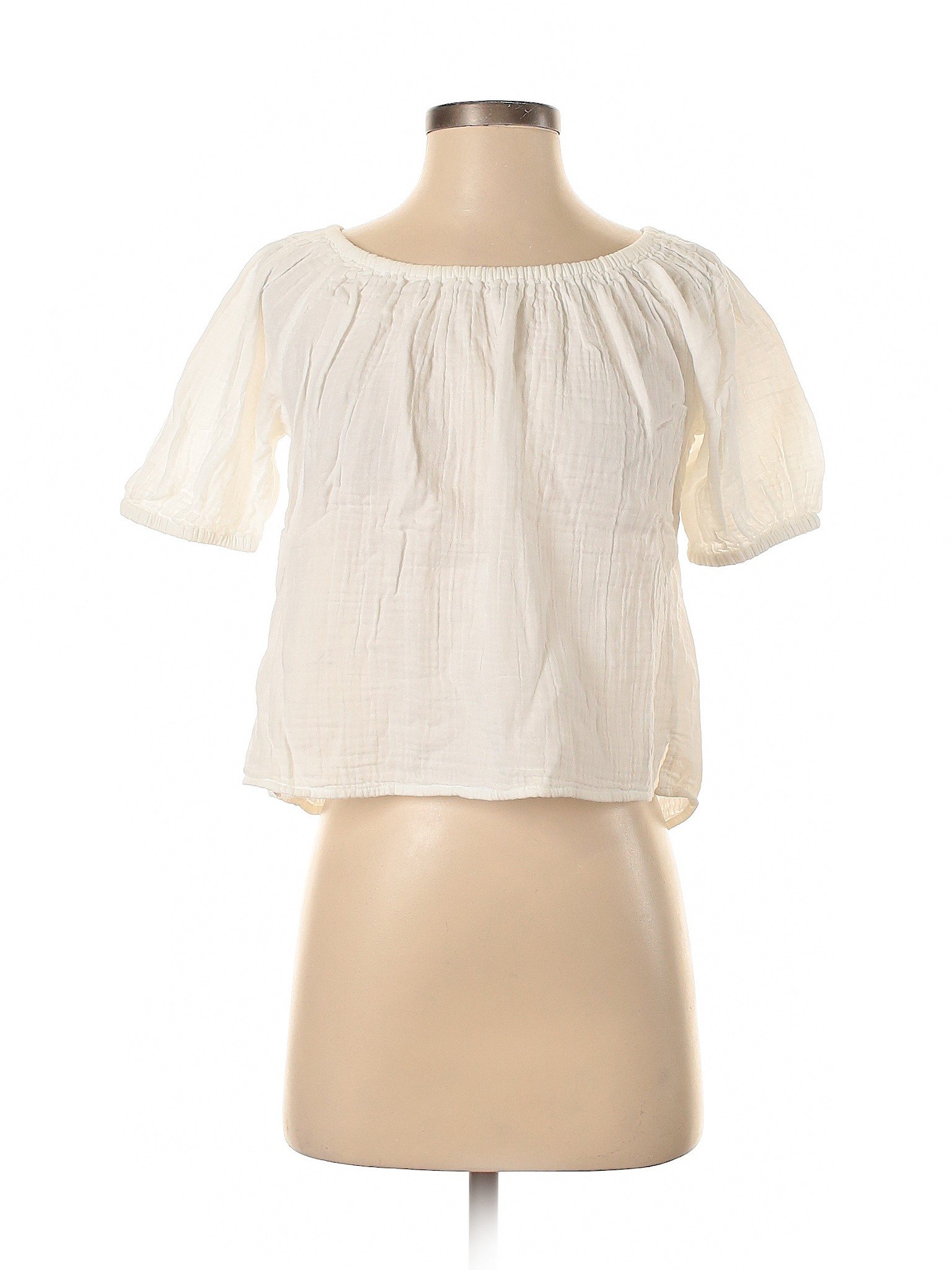 Ann Taylor LOFT Women White Short Sleeve Blouse XS Petites | eBay