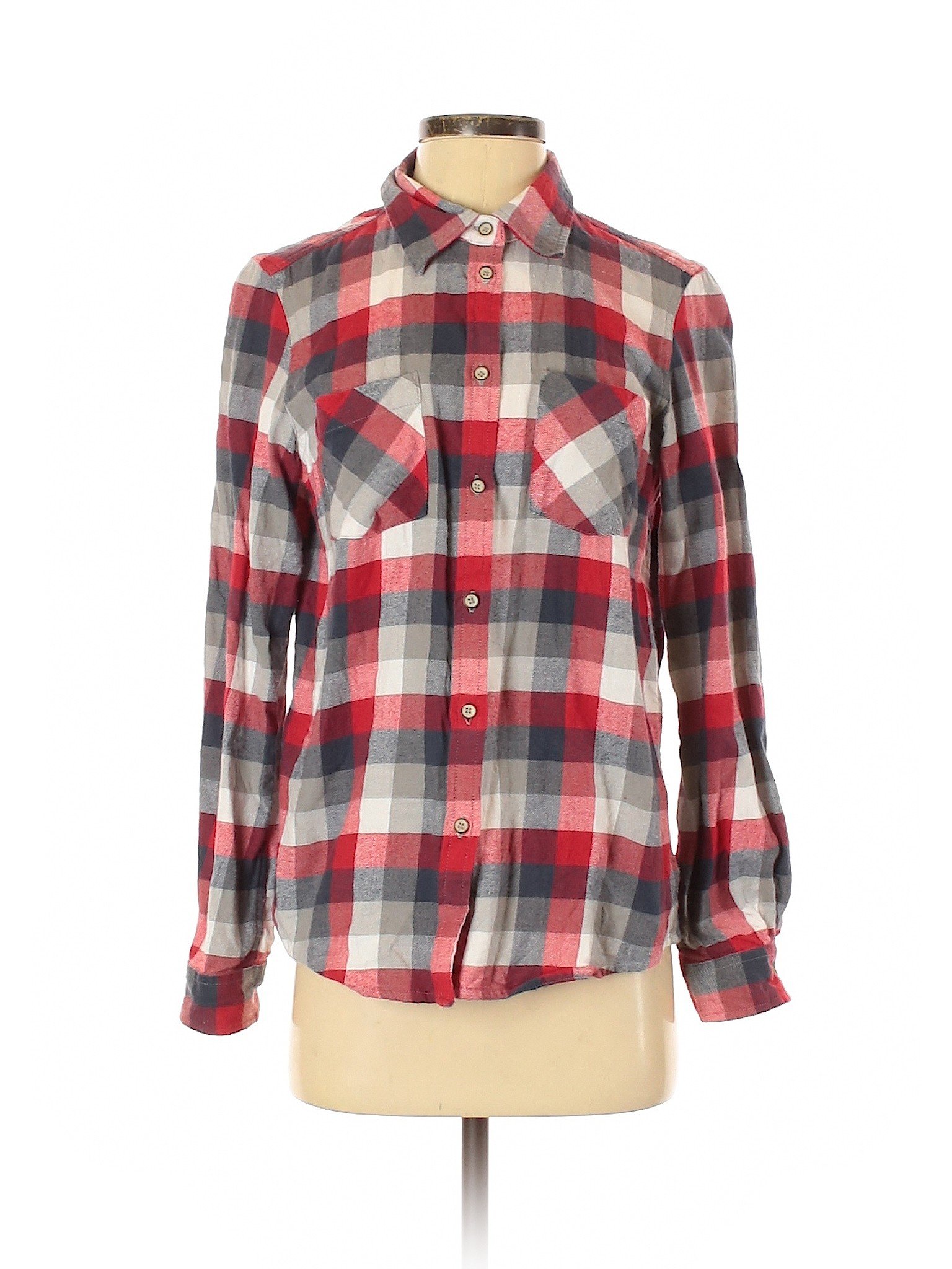 Natural Reflections Women Red Long Sleeve Button-Down Shirt S | eBay
