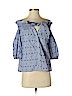 Parker 100% Cotton Blue 3/4 Sleeve Blouse Size XS - photo 1