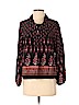 Forever 21 100% Rayon Fair Isle Batik Aztec Or Tribal Print Burgundy Black Long Sleeve Blouse Size S - photo 1