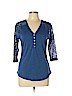 Chaps 100% Cotton Blue 3/4 Sleeve Top Size L (petite) - photo 1