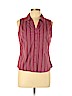 St. John's Bay Burgundy Sleeveless Button-Down Shirt Size L (petite) - photo 1