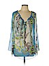 Hale Bob 100% Silk Blue 3/4 Sleeve Silk Top Size L - photo 1