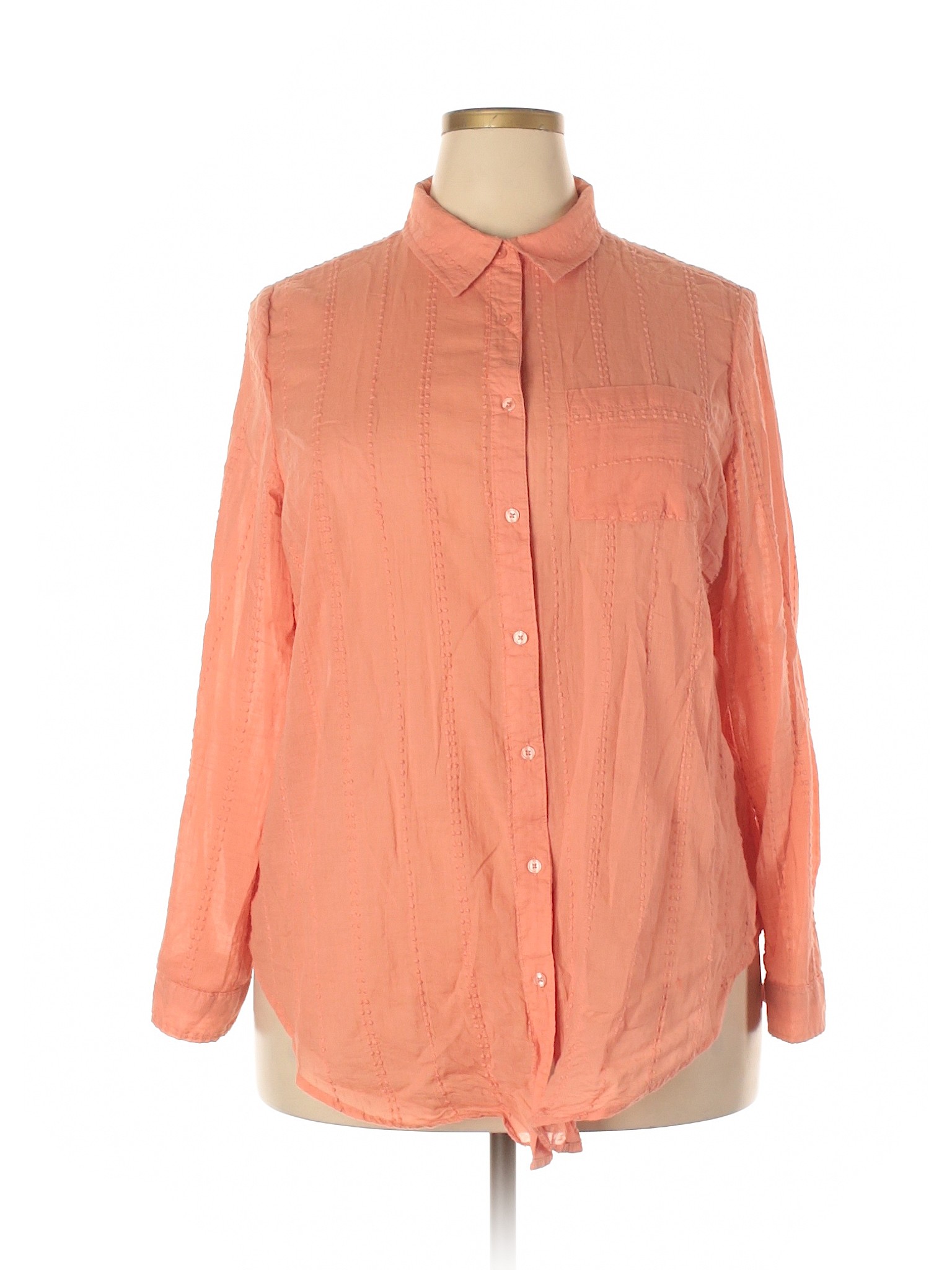 Westport Women Orange Long Sleeve Button-Down Shirt 1X Plus | eBay