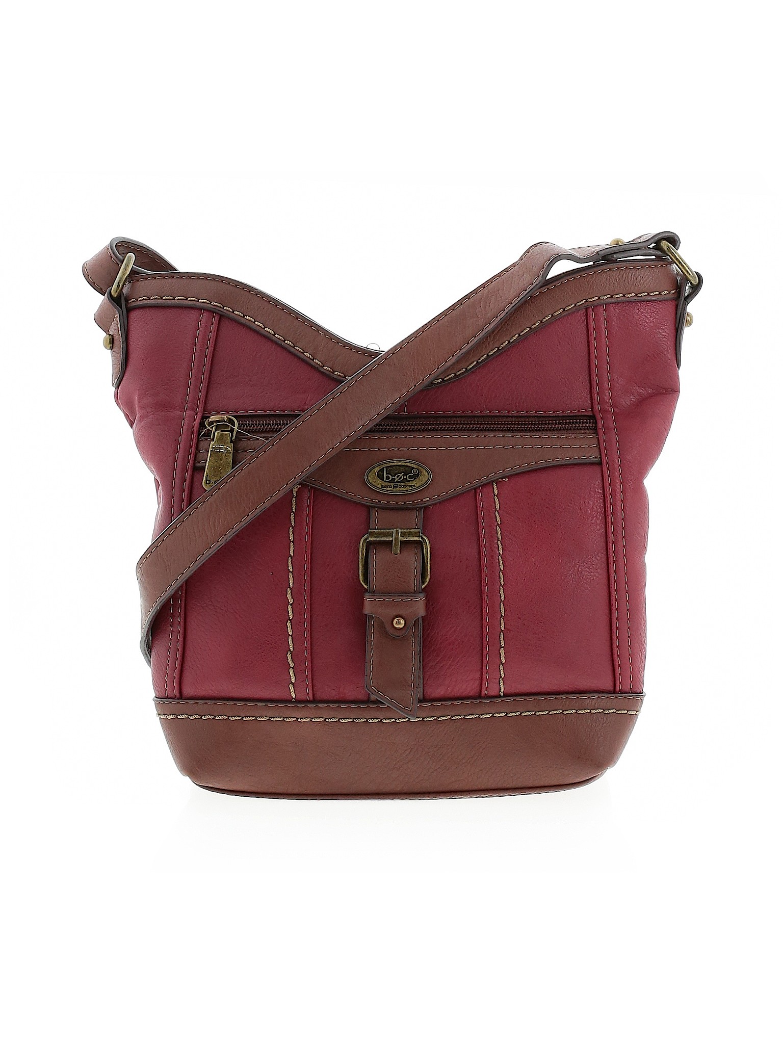 BOC 100% Leather Solid Red Burgundy Leather Crossbody Bag One Size - 66 ...