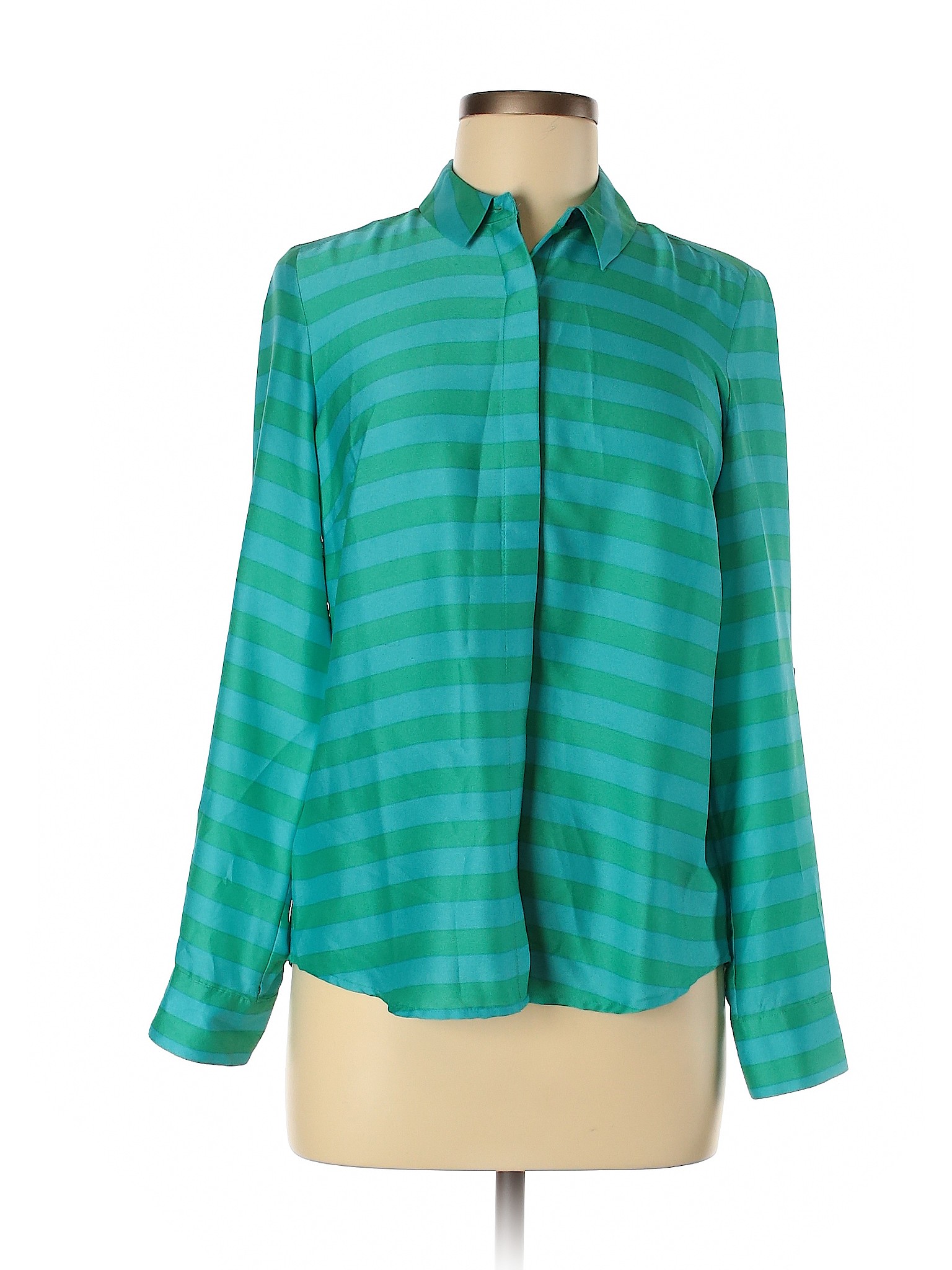 Ann Taylor Women Green Long Sleeve Blouse 6 Petites | eBay