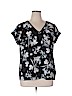 Worthington 100% Polyester Black Short Sleeve Top Size XL (petite) - photo 1