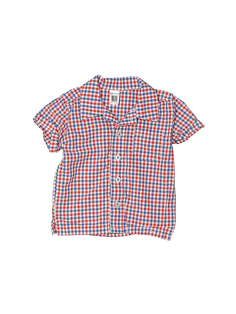 Carter's 100% Cotton Orange Short Sleeve Button-Down Shirt Size 9 mo - photo 1