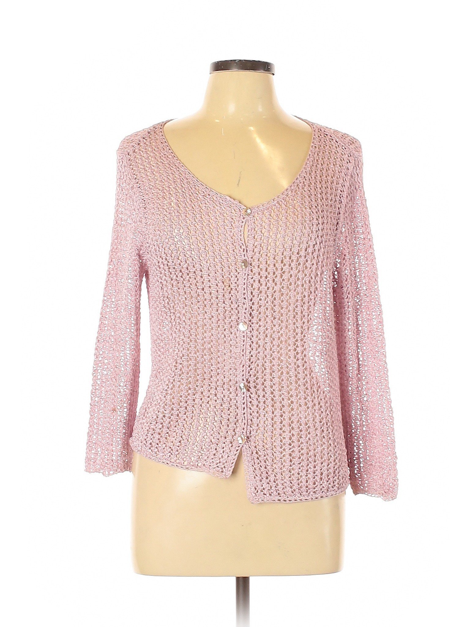 Sigrid Olsen 100% Polyester Color Block Purple Pink Cardigan Size L ...