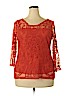 Adiva 100% Polyester Red 3/4 Sleeve Blouse Size 1X - photo 1