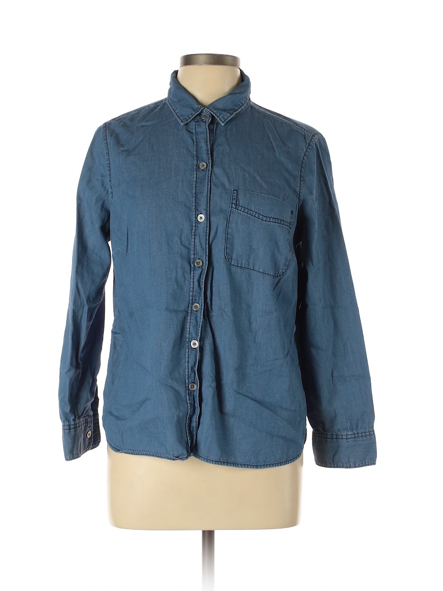 Old Navy Women Blue Long Sleeve Button-Down Shirt L Petites | eBay
