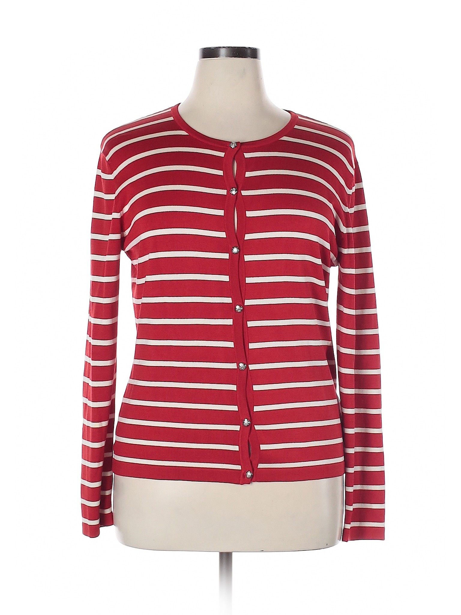 Lauren by Ralph Lauren Stripes Red Silk Cardigan Size XL - 90% off ...