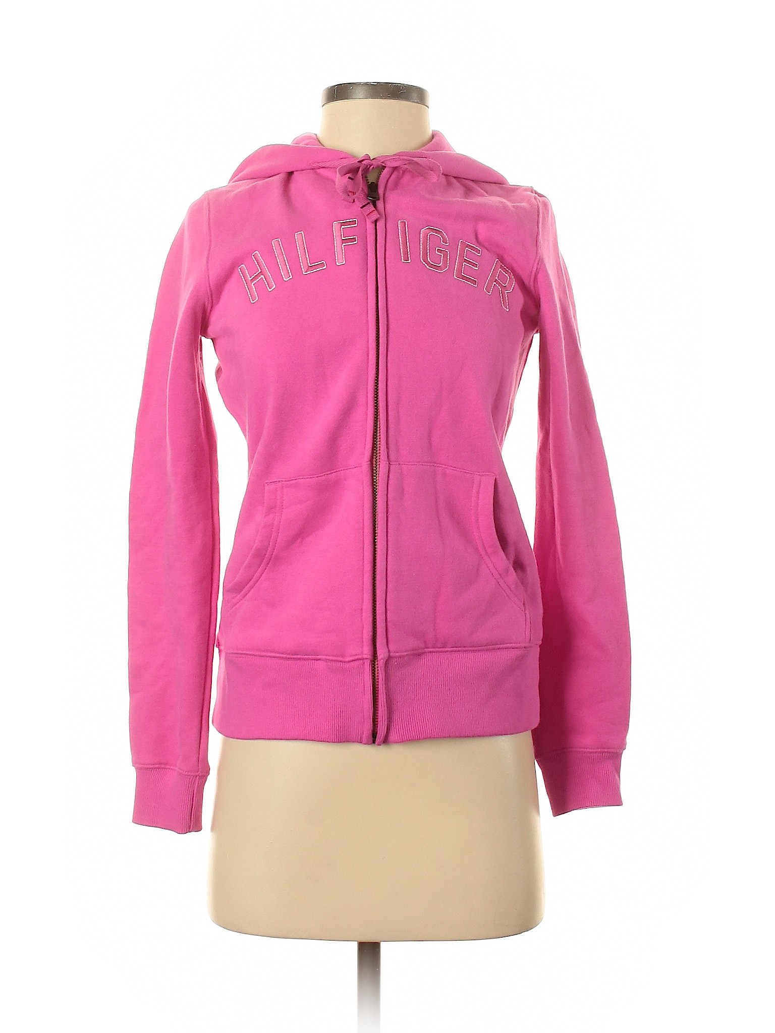 tommy hilfiger pink zip up hoodie