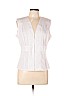 Moda International White Sleeveless Button-Down Shirt Size L - photo 1