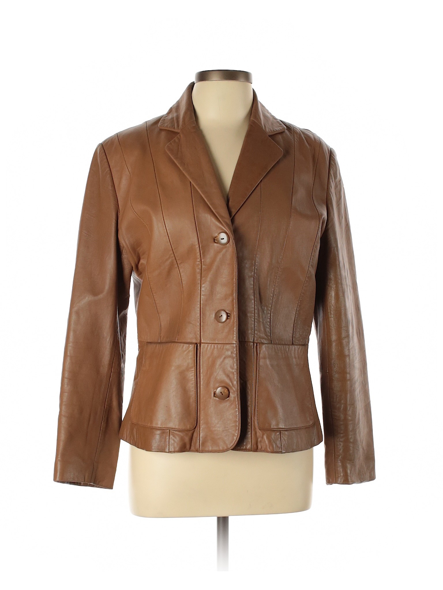 Monterey Bay Clothing Company 100% Leather Solid Tan Brown Leather ...