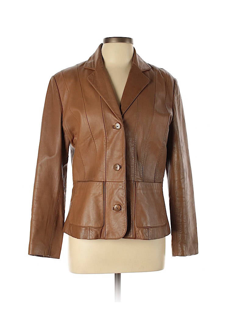 Monterey Bay Clothing Company 100% Leather Solid Tan Brown Leather ...