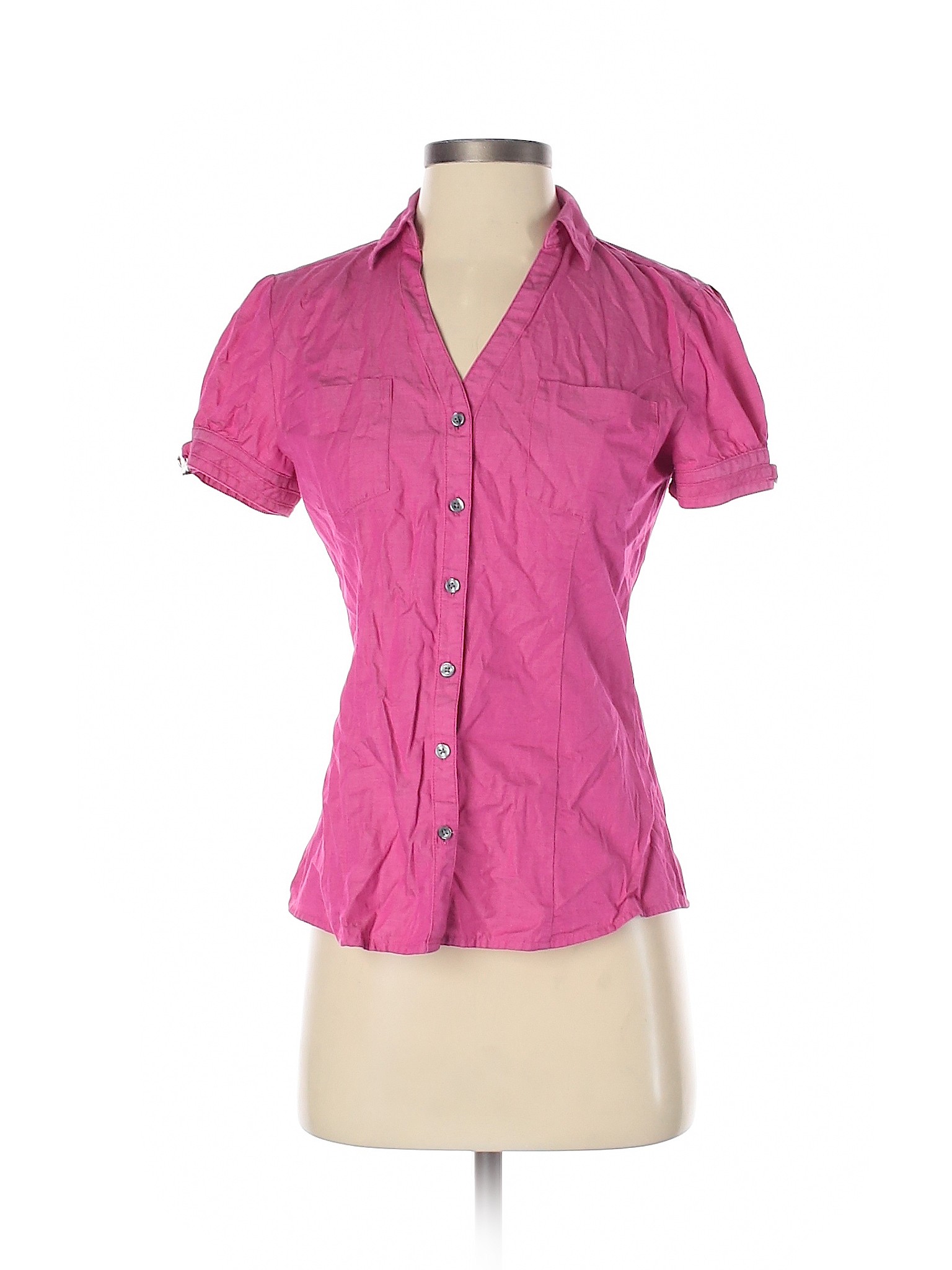 Express Women Pink Short Sleeve Button-Down Shirt S | eBay