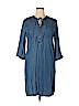 i.Q. Authentic Brand 100% Tencel Blue Casual Dress Size L - photo 1