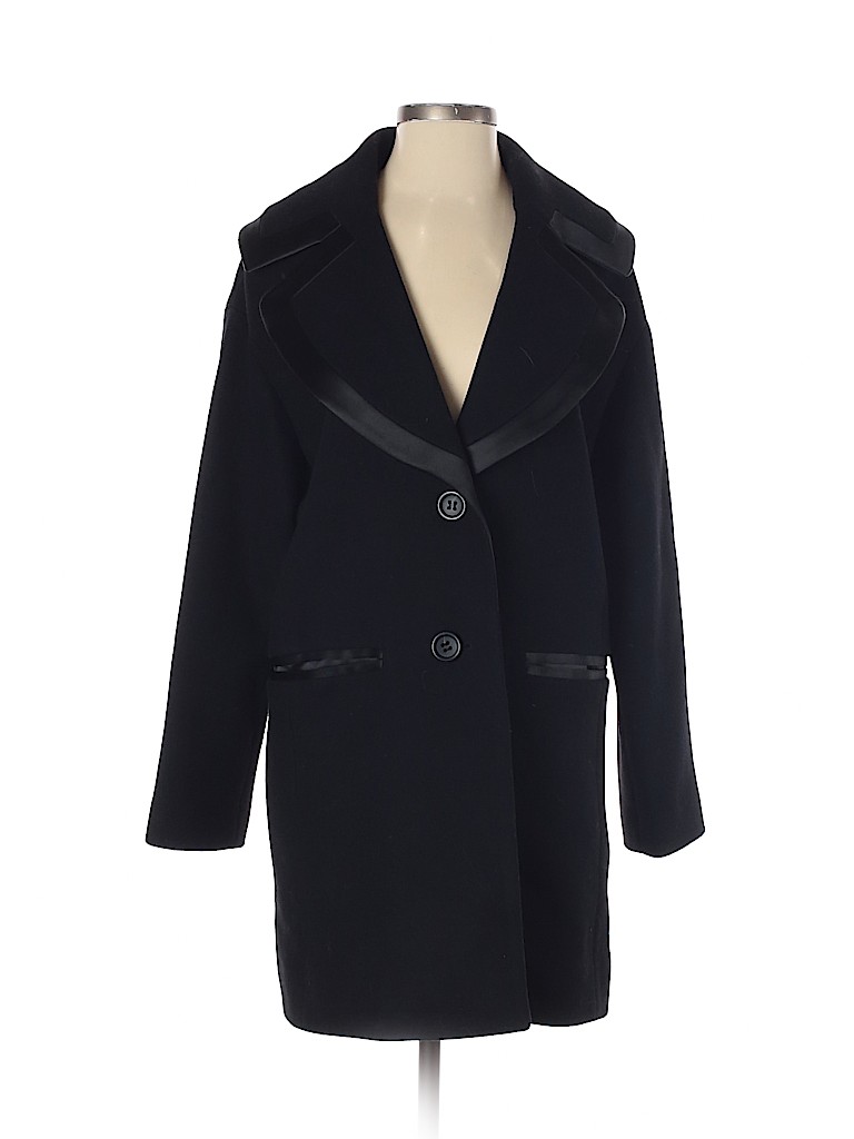 Vera Wang Solid Blue Black Wool Coat Size S - 79% off | thredUP