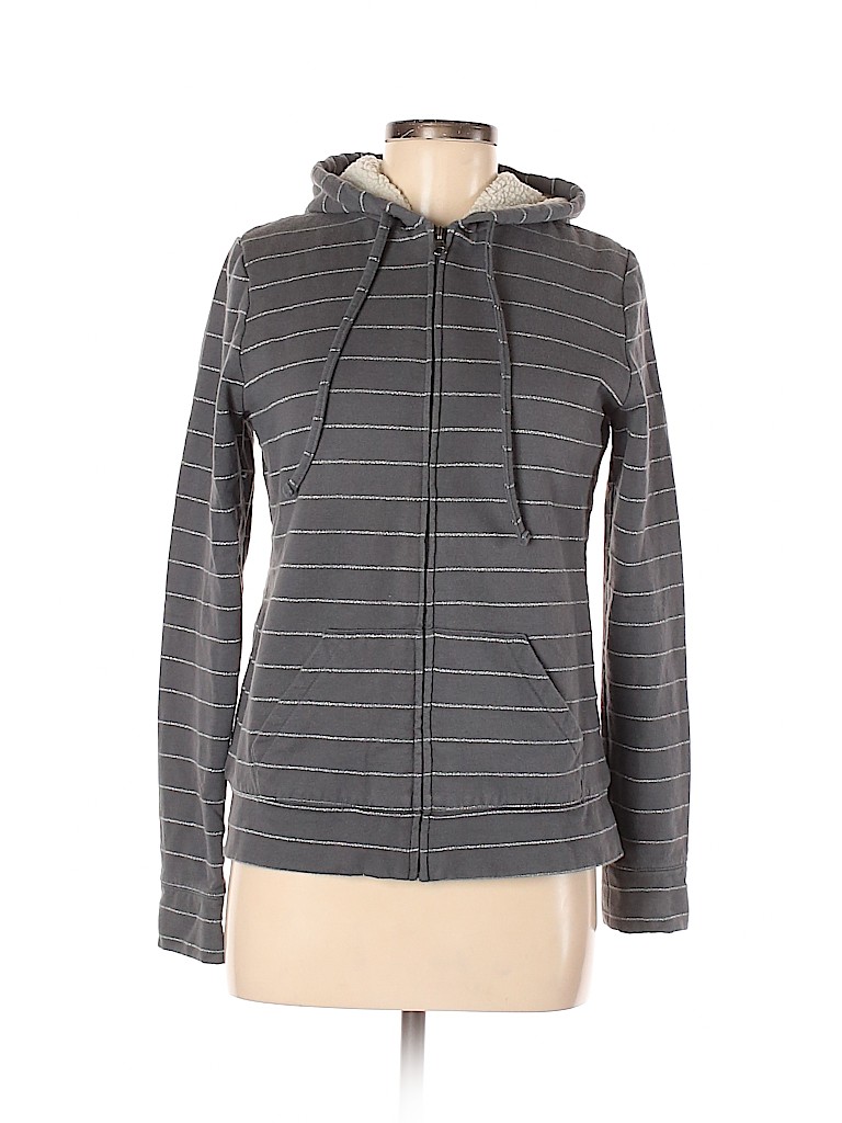 Merona Stripes Grey Gray Zip Up Hoodie Size M - 79% off | thredUP