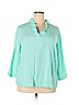 Crown & Ivy 100% Rayon Teal 3/4 Sleeve Blouse Size 2X - photo 1