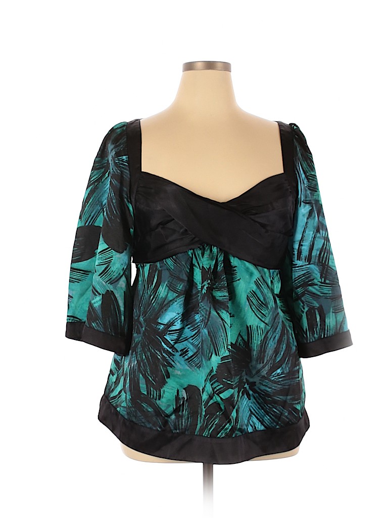 Apostrophe 100% Polyester Teal 3/4 Sleeve Blouse Size XL - photo 1