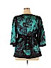 Apostrophe 100% Polyester Teal 3/4 Sleeve Blouse Size XL - photo 2