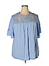 Plus Moda 100% Rayon Blue Short Sleeve Blouse Size 2X - photo 1