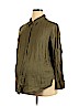 Avenue 100% Linen Green Long Sleeve Button-Down Shirt Size 14 - 16 Maternity - photo 1