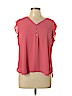 Ann Taylor LOFT 100% Polyester Pink Short Sleeve Blouse Size L (petite) - photo 1
