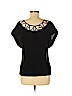 Aryn K. 100% Silk Black Short Sleeve Silk Top Size M - photo 2