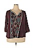 Lucky Brand Burgundy 3/4 Sleeve Top Size 2X - photo 1