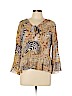 Apostrophe 100% Polyester Tan Long Sleeve Blouse Size L (petite) - photo 1