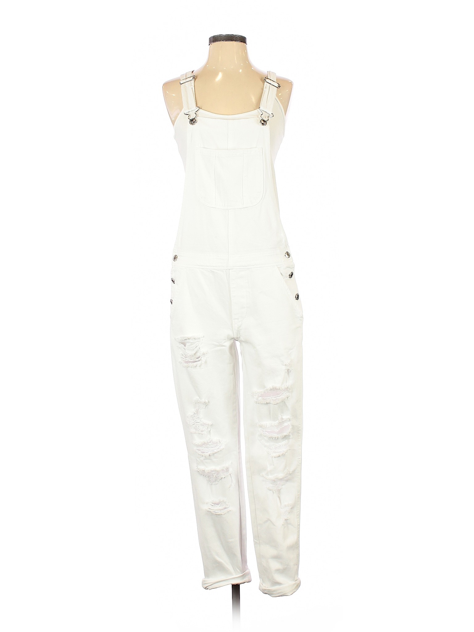 American Eagle Outfitters 100% Cotton Solid White Overalls Size S - 57% ...