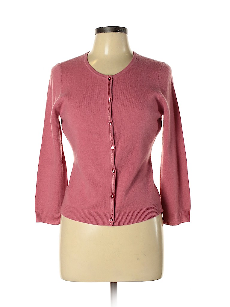 Laundry by Shelli Segal 100 Cashmere Solid Pink Cashmere Cardigan Size