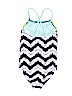 Justice Chevron-herringbone Black One Piece Swimsuit Size 6 - photo 2