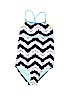 Justice Chevron-herringbone Black One Piece Swimsuit Size 6 - photo 1