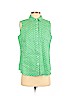 Talbots 100% Linen Green Sleeveless Button-Down Shirt Size M (petite) - photo 1