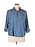Ann Taylor LOFT Blue 3/4 Sleeve Button-Down Shirt Size XL - photo 1