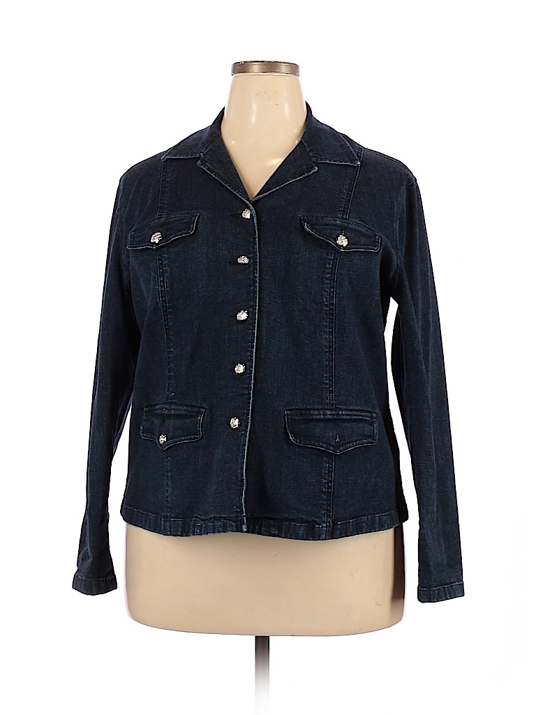 Lauren Jeans Co. Solid Blue Denim Jacket Size 2X (Plus) - 71% off | thredUP