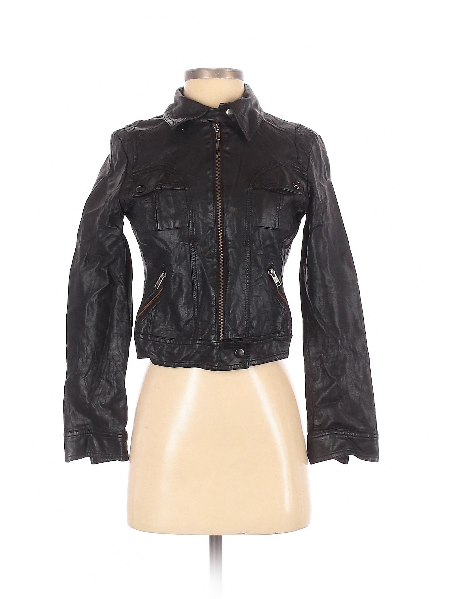 Elle Women Black Faux Leather Jacket S | eBay