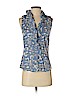 Ann Taylor 100% Cotton Blue Sleeveless Button-Down Shirt Size 2 (petite) - photo 1