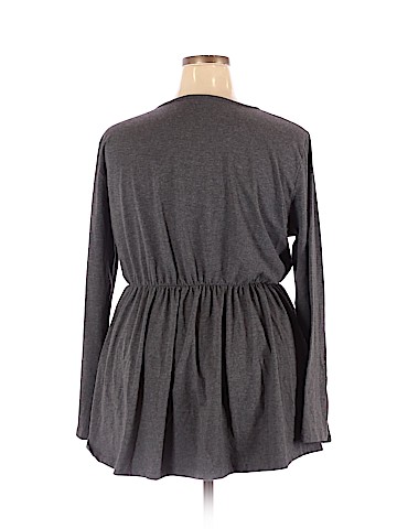 Ticked Teal Long Sleeve Top (view 2)