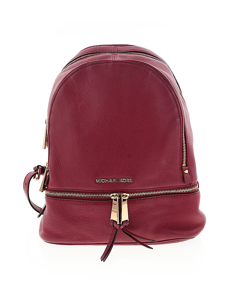 MICHAEL Michael Kors 100% Leather Solid Red Leather Backpack One Size ...