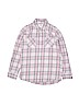 Justice 100% Cotton Checkered-gingham Pink Long Sleeve Button-Down Shirt Size 12 - photo 1