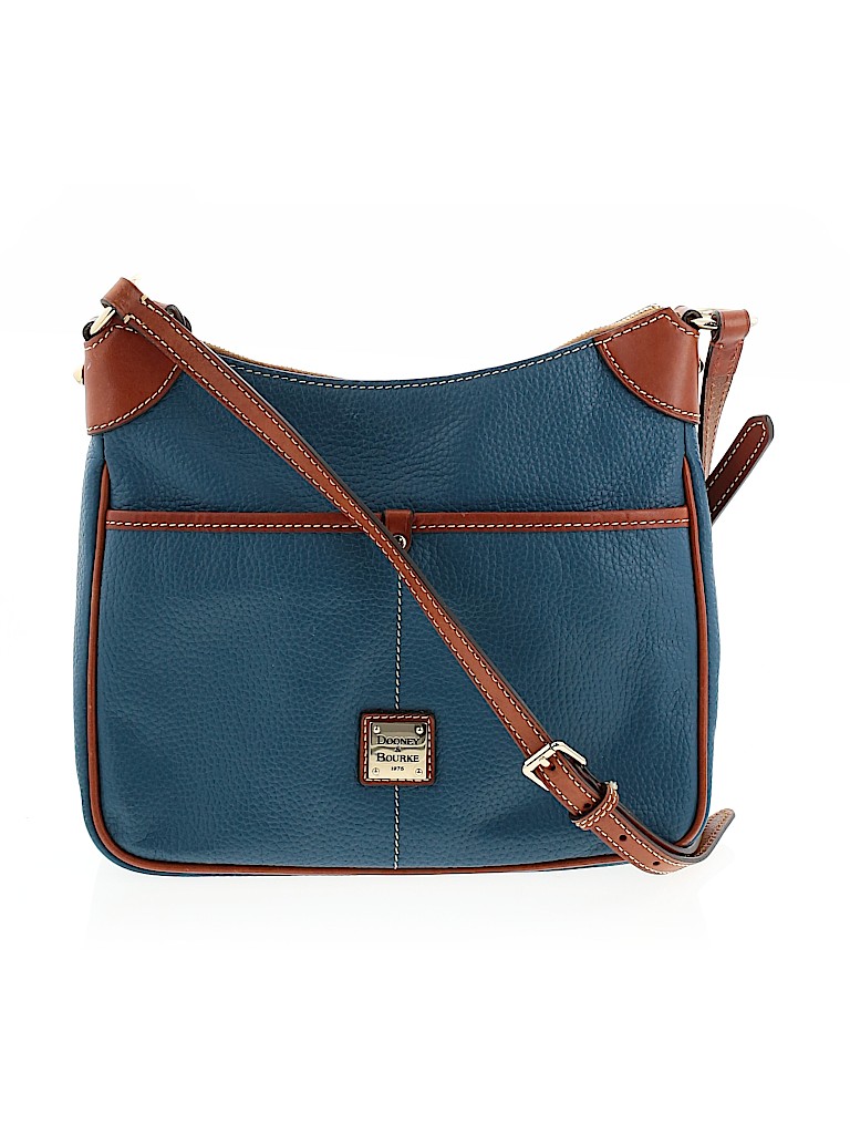 Dooney & Bourke Solid Color Block Teal Blue Leather Crossbody Bag One ...
