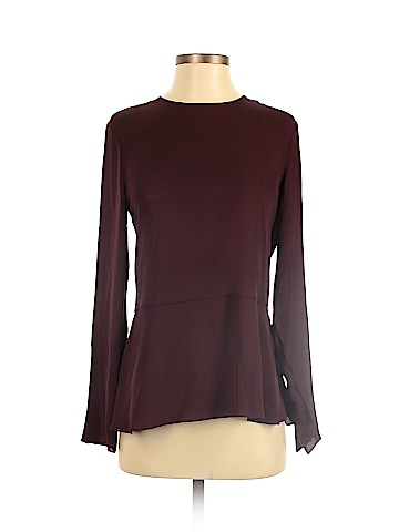 Theory Long Sleeve Silk Top (view 1)