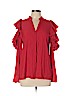 Chelsea And Walker 100% Polyester Red Short Sleeve Blouse Size 10 - photo 1